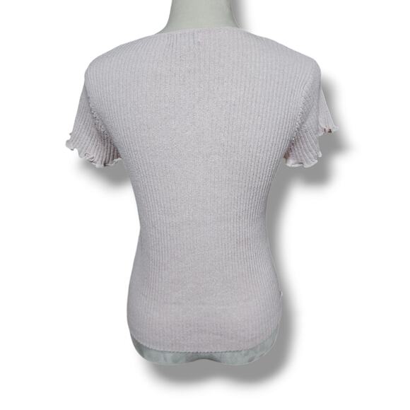 Fate Fitted Y2K Vibes Ribbed Pale Pink Top - Picture 3 of 5